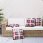 Bankkussens 4 stuks Rood Geruit Patroon 40x40 cm Stof