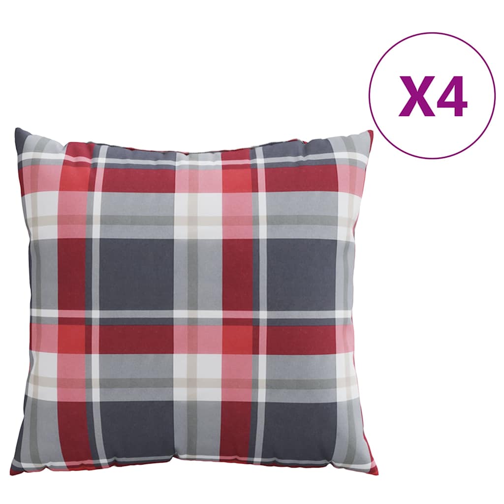 Bankkussens 4 stuks Rood Geruit Patroon 60x60 cm Stof