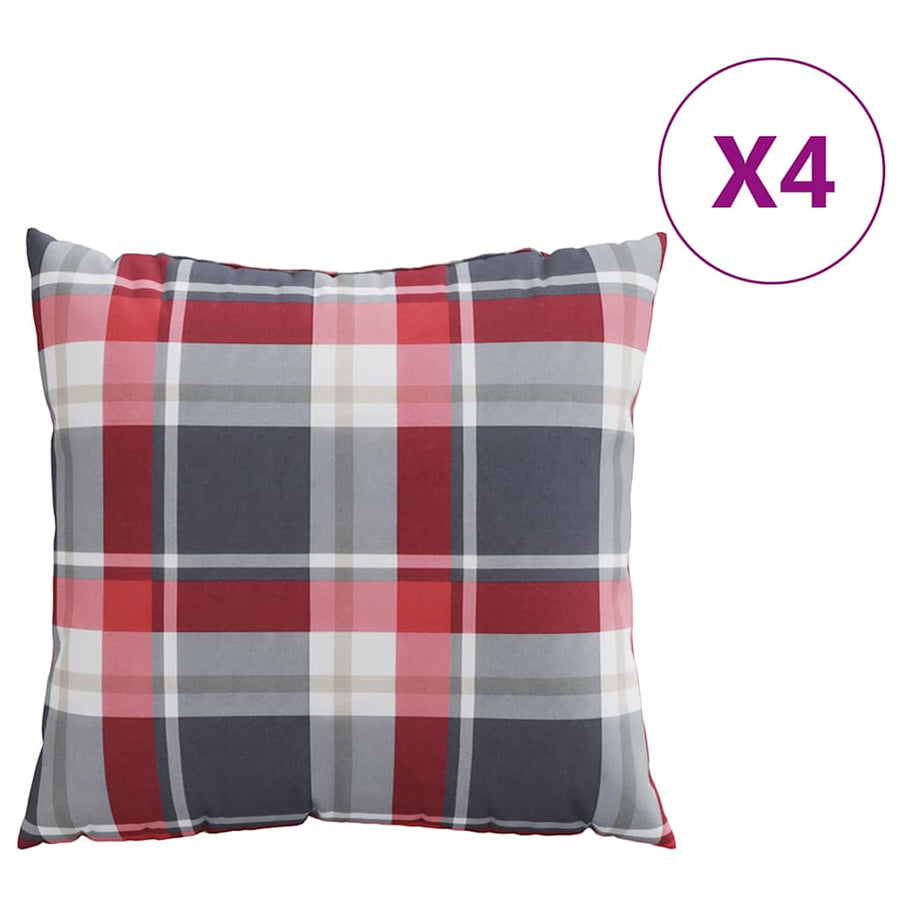 Bankkussens 4 stuks Rood Geruit Patroon 60x60 cm Stof