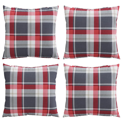 Bankkussens 4 stuks Rood Geruit Patroon 60x60 cm Stof