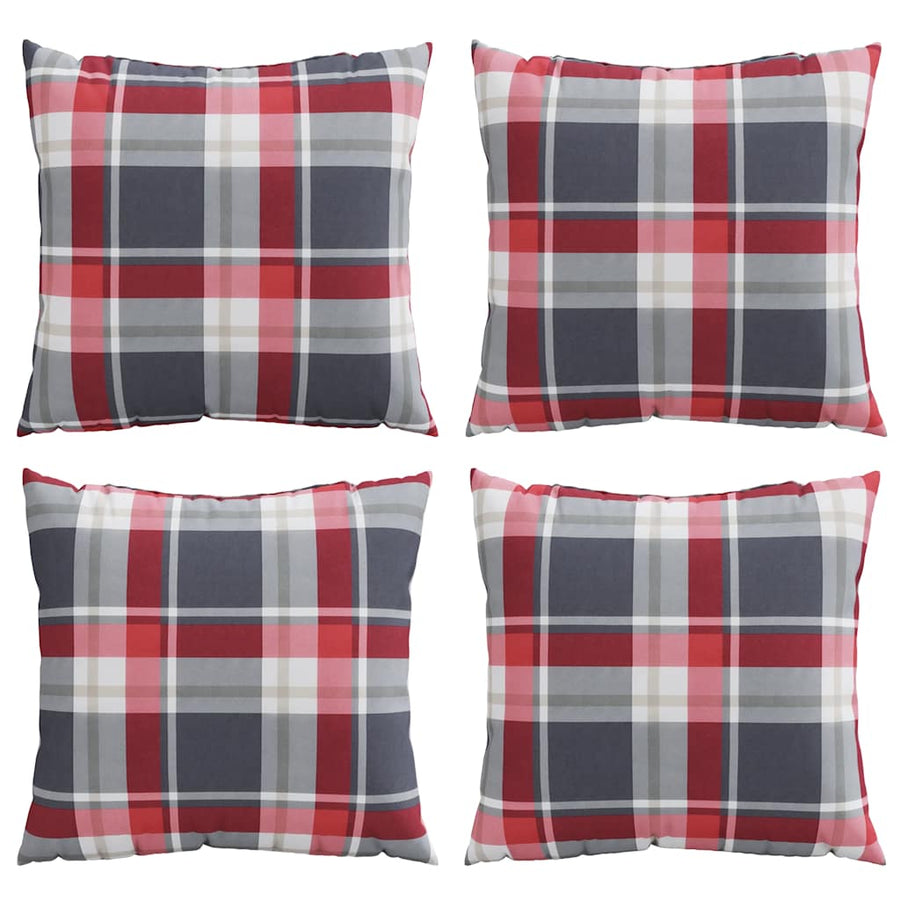 Bankkussens 4 stuks Rood Geruit Patroon 60x60 cm Stof