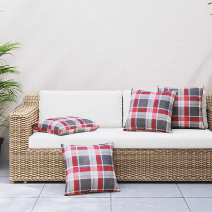 Bankkussens 4 stuks Rood Geruit Patroon 60x60 cm Stof