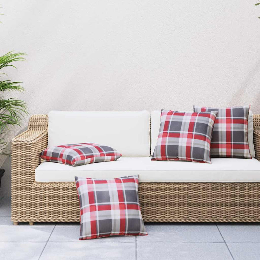 Bankkussens 4 stuks Rood Geruit Patroon 60x60 cm Stof