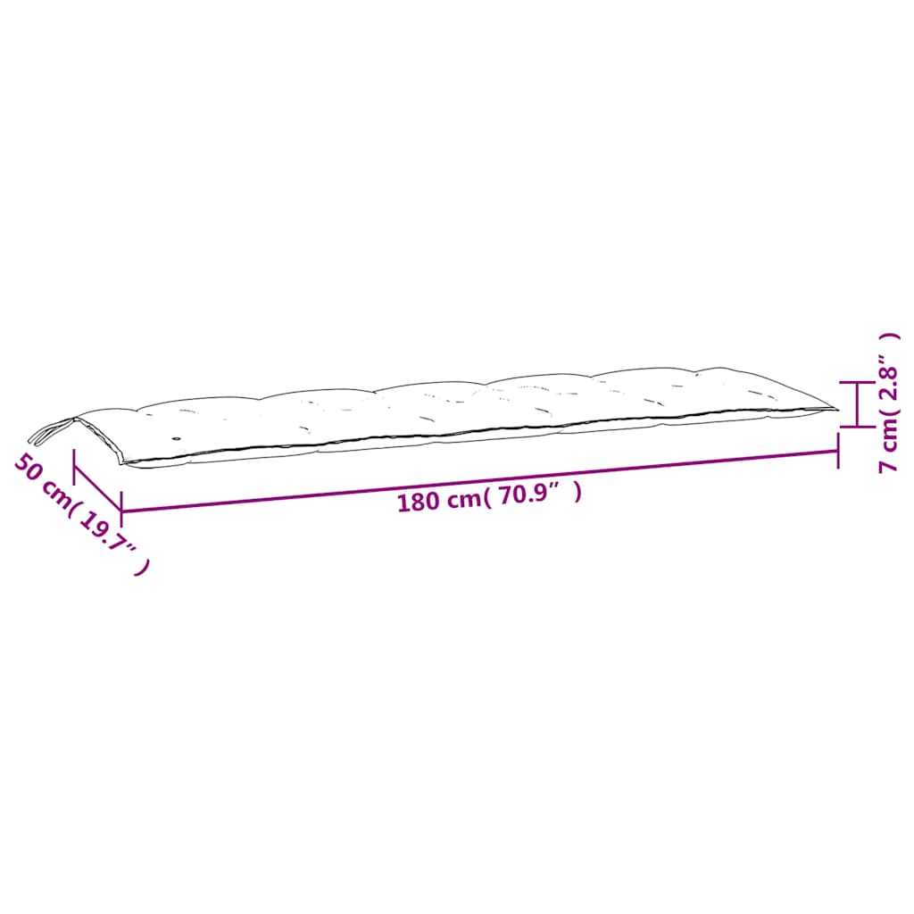 Tuinbankkussen 180x50x7 cm oxford stof bladpatroon