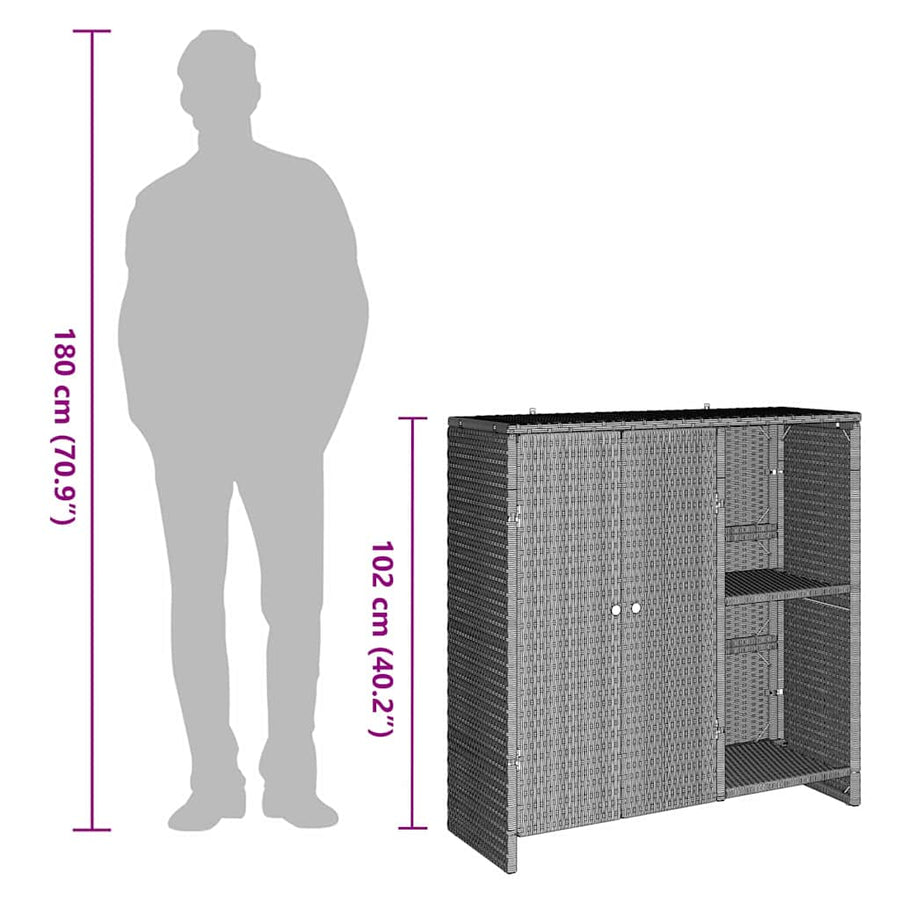 Opbergkast met opslag met de deur Lichtgrijs 100 x 36 x 102cm Rattan