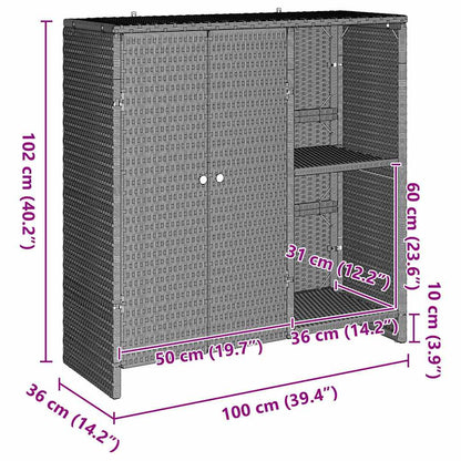 Opbergkast met opslag met de deur Lichtgrijs 100 x 36 x 102cm Rattan