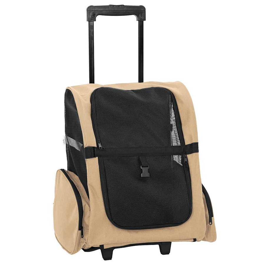 Huisdierentrolley 3-in-1 48x32x57 cm oxford stof zandkleurig