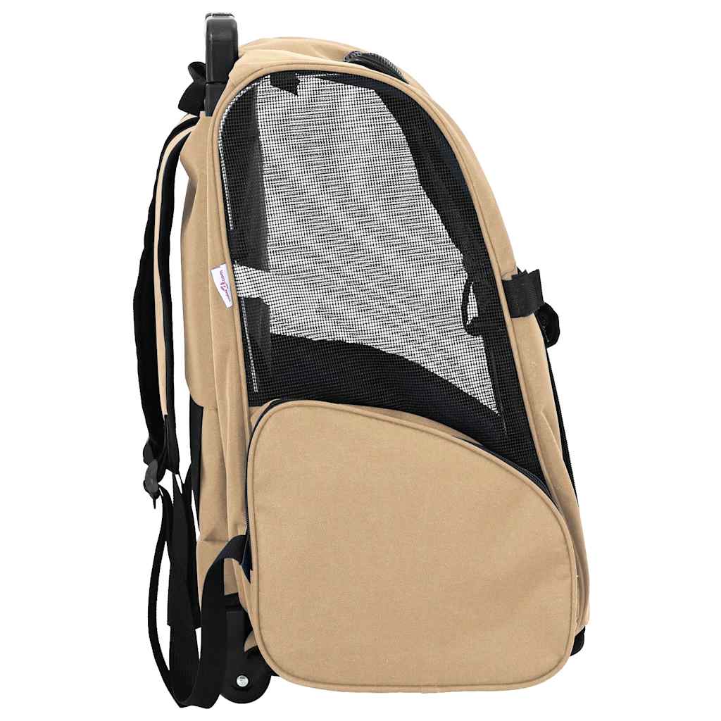 Huisdierentrolley 3-in-1 48x32x57 cm oxford stof zandkleurig