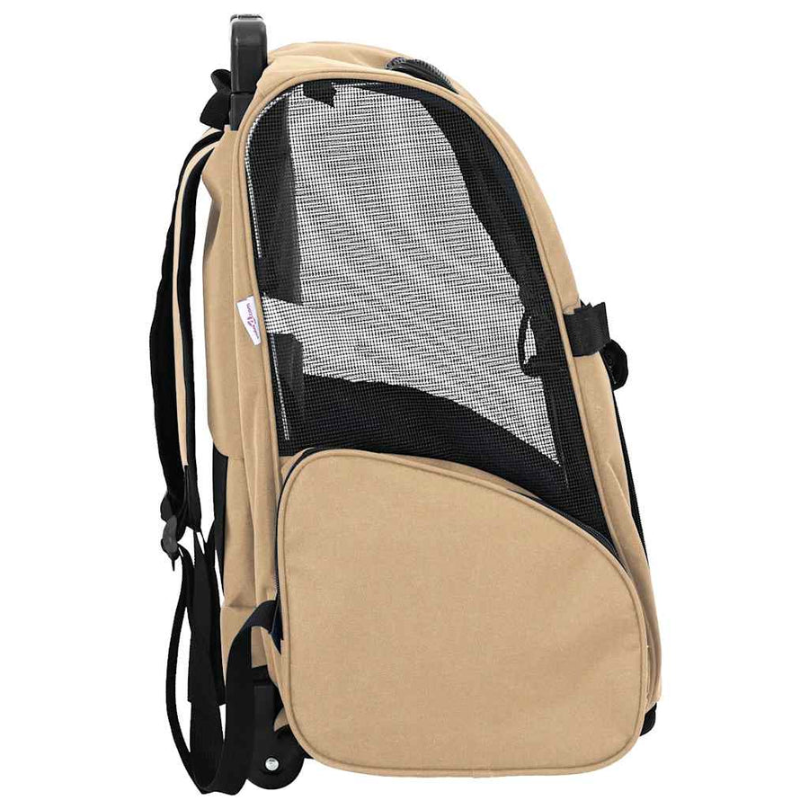 Huisdierentrolley 3-in-1 48x32x57 cm oxford stof zandkleurig