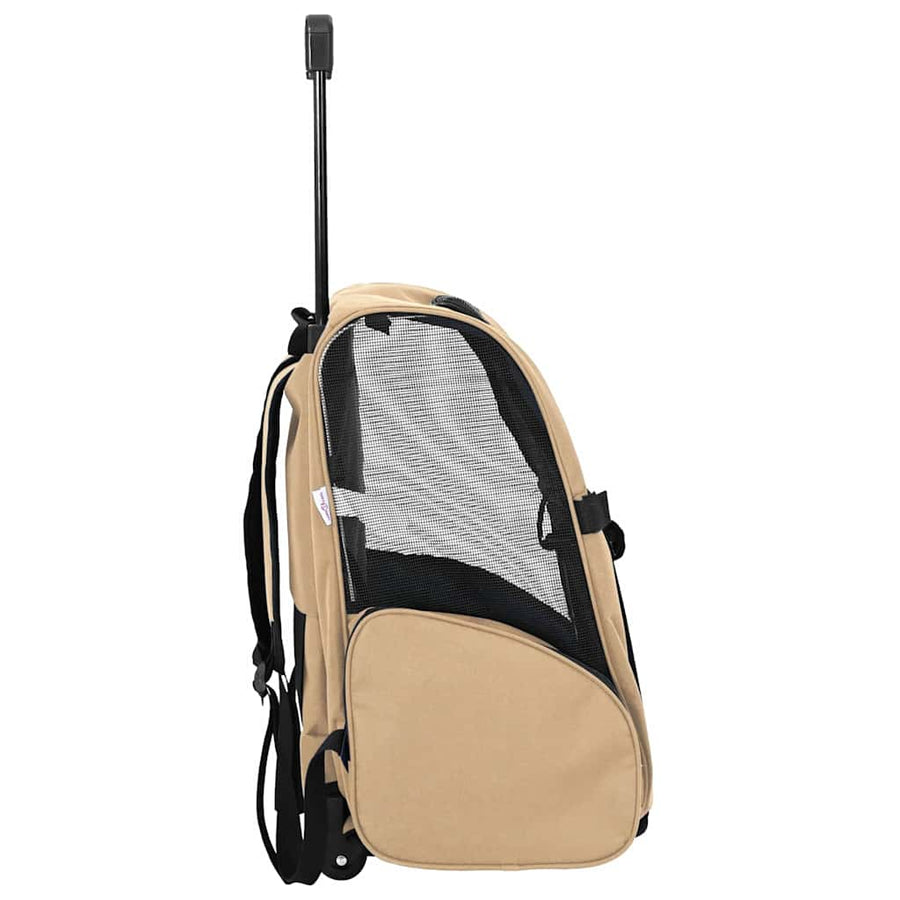 Huisdierentrolley 3-in-1 48x32x57 cm oxford stof zandkleurig