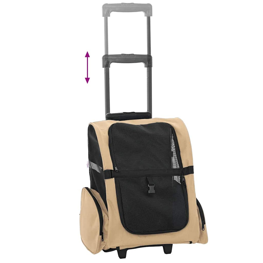 Huisdierentrolley 3-in-1 48x32x57 cm oxford stof zandkleurig