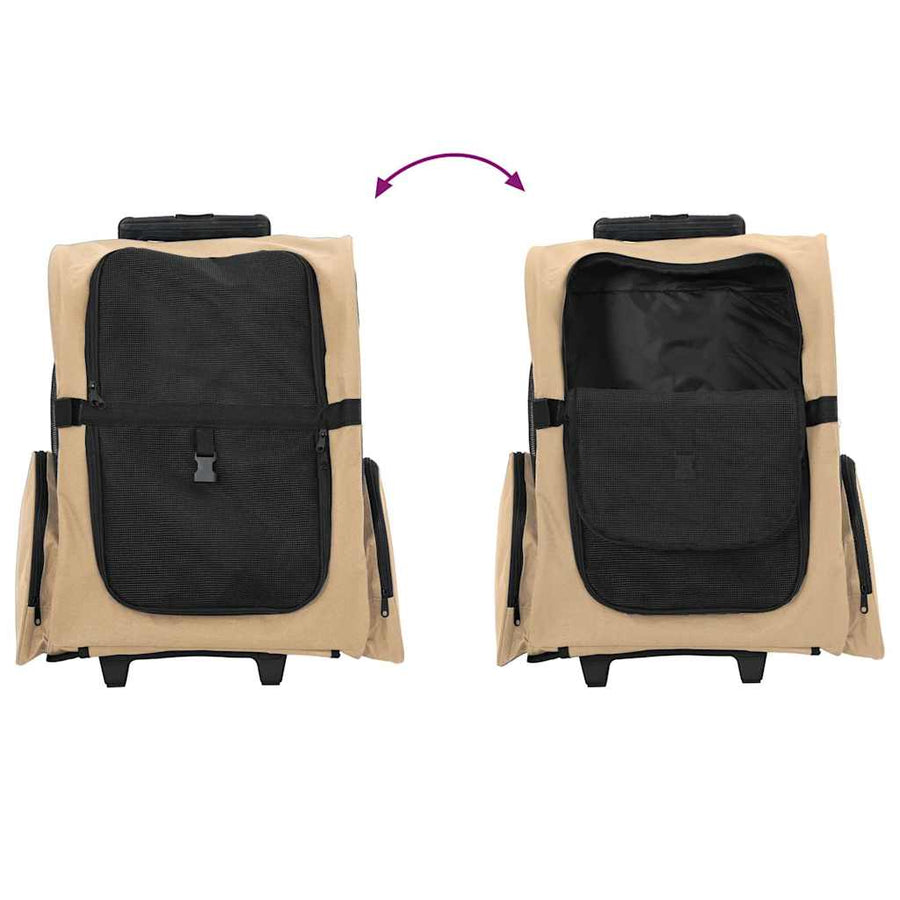 Huisdierentrolley 3-in-1 48x32x57 cm oxford stof zandkleurig