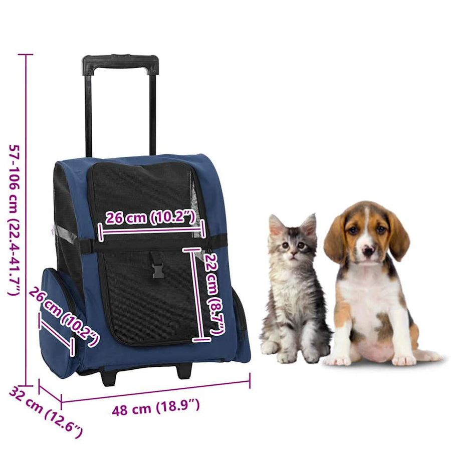 Huisdierentrolley 3-in-1 48x32x57 cm oxford stof blauw