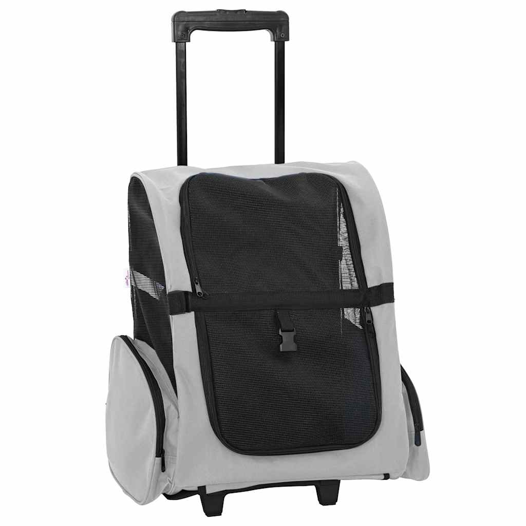 Huisdierentrolley 3-in-1 48x32x57 cm oxford stof grijs