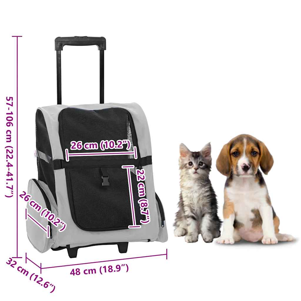 Huisdierentrolley 3-in-1 48x32x57 cm oxford stof grijs