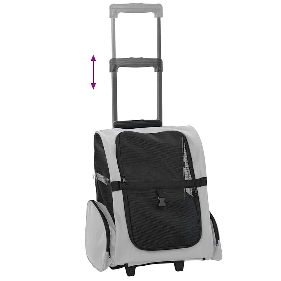 Huisdierentrolley 3-in-1 48x32x57 cm oxford stof grijs