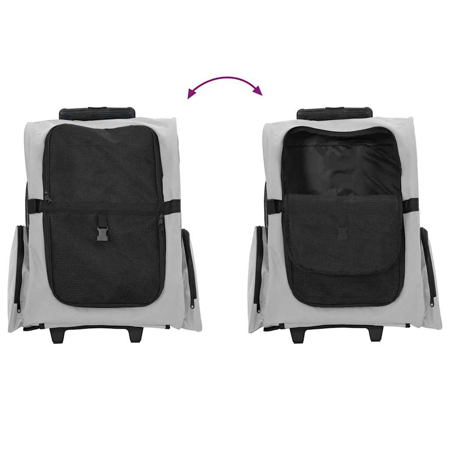 Huisdierentrolley 3-in-1 48x32x57 cm oxford stof grijs