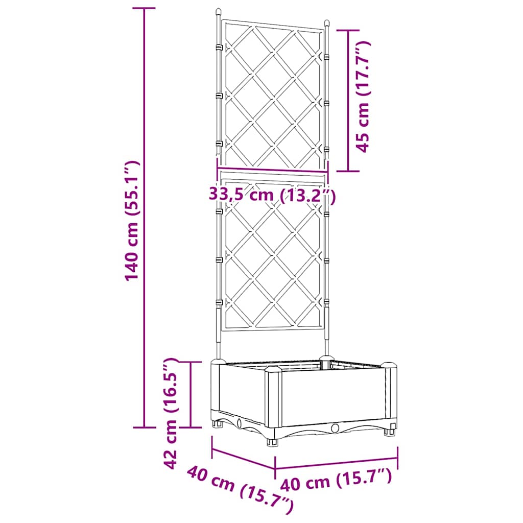 Plantenbak Bruin 40 x 40 x 125,5 cm PP
