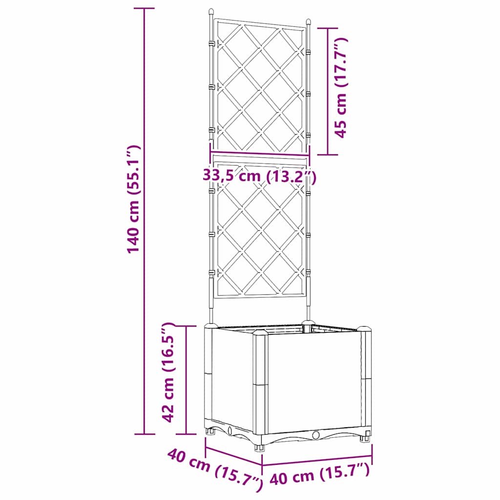 Plantenbak Bruin 40 x 40 x 143 cm PP