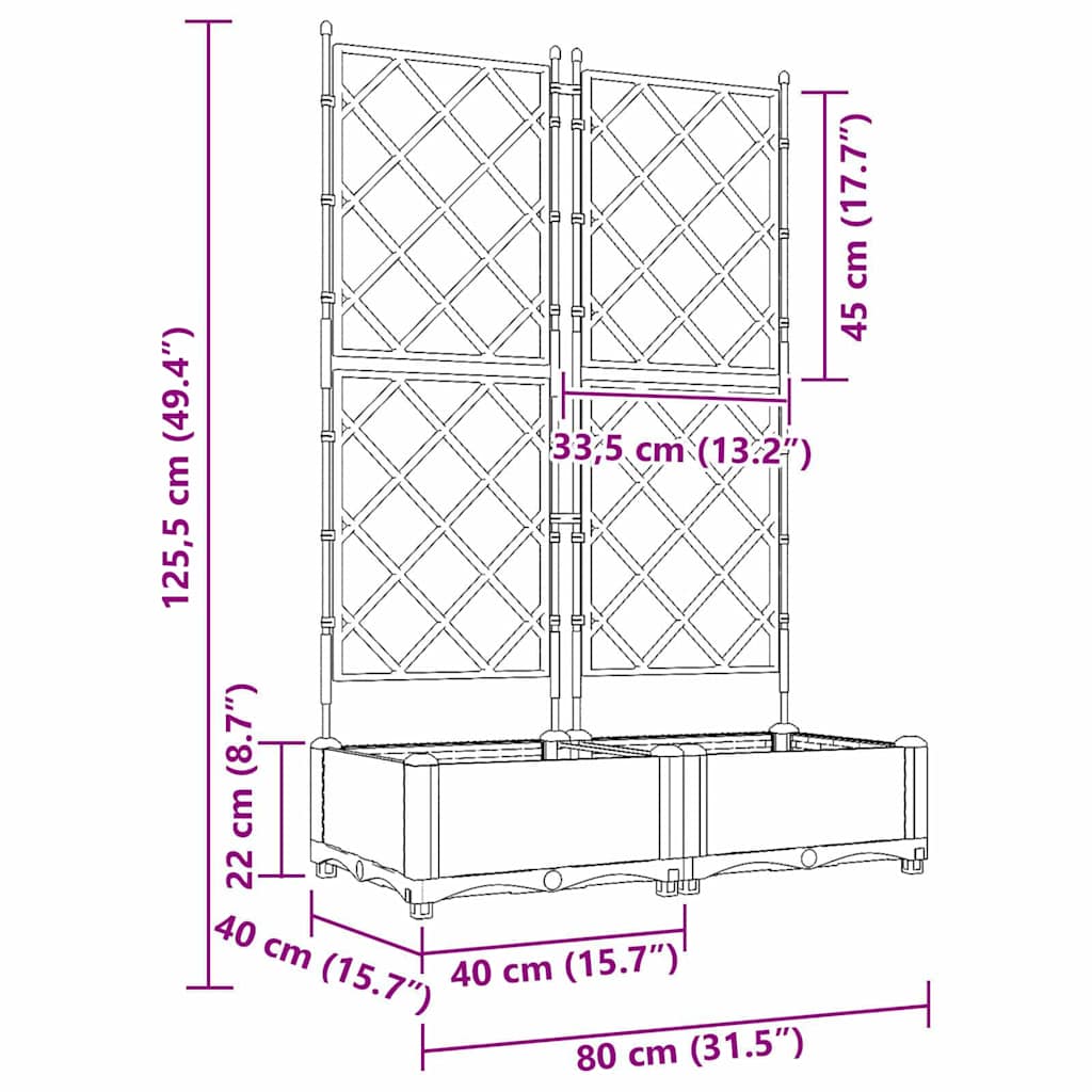 Tuin Bloempot 2 pcs Bruin 80 x 40 x 125,5 cm Staal