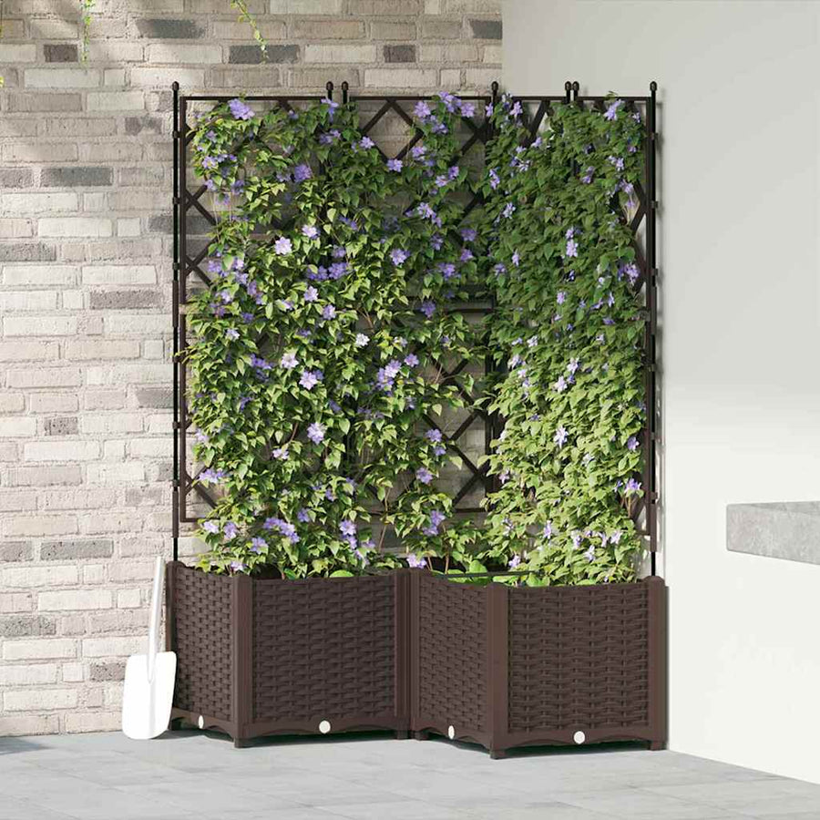 Plantenbak 3 st Bruin 80 x 80 x 143 cm PP