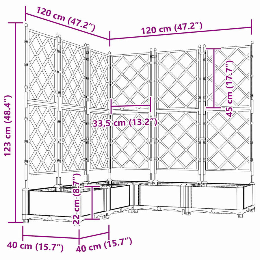 Tuin Bloempot 5 pcs Bruin 120 x 120 x 125,5 cm Staal