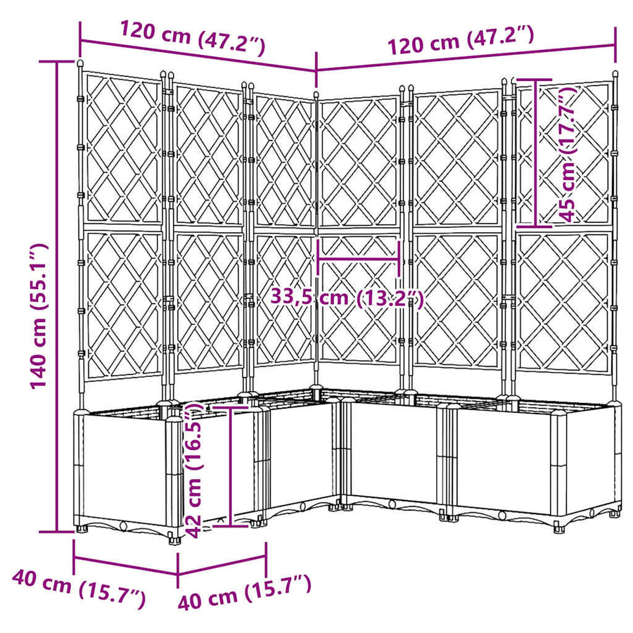 Tuin Bloempot 5 pcs Bruin 120 x 120 x 143 cm Staal