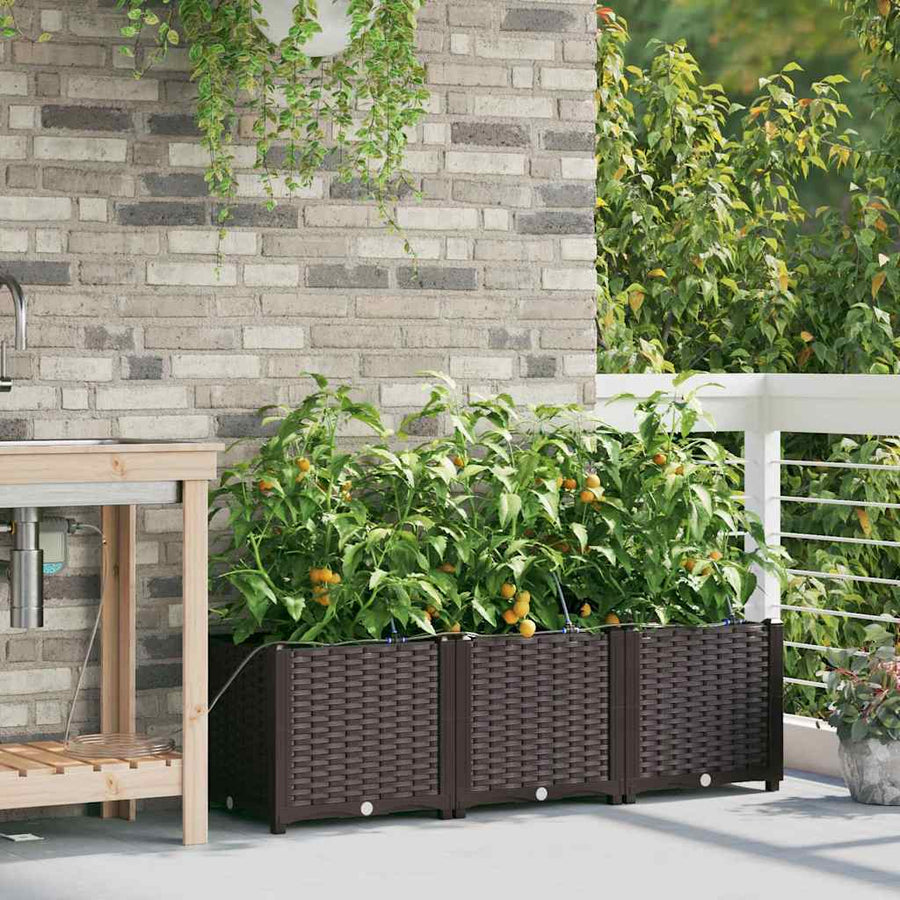 Tuin Bloempot 3 pcs Bruin Staal