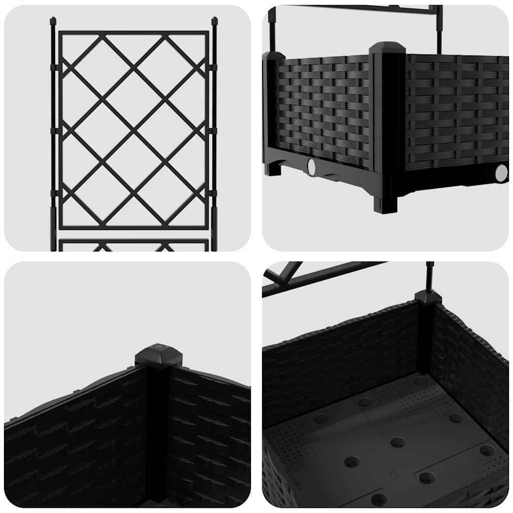 Tuin Bloempot Zwart 40 x 40 x 125,5 cm Staal