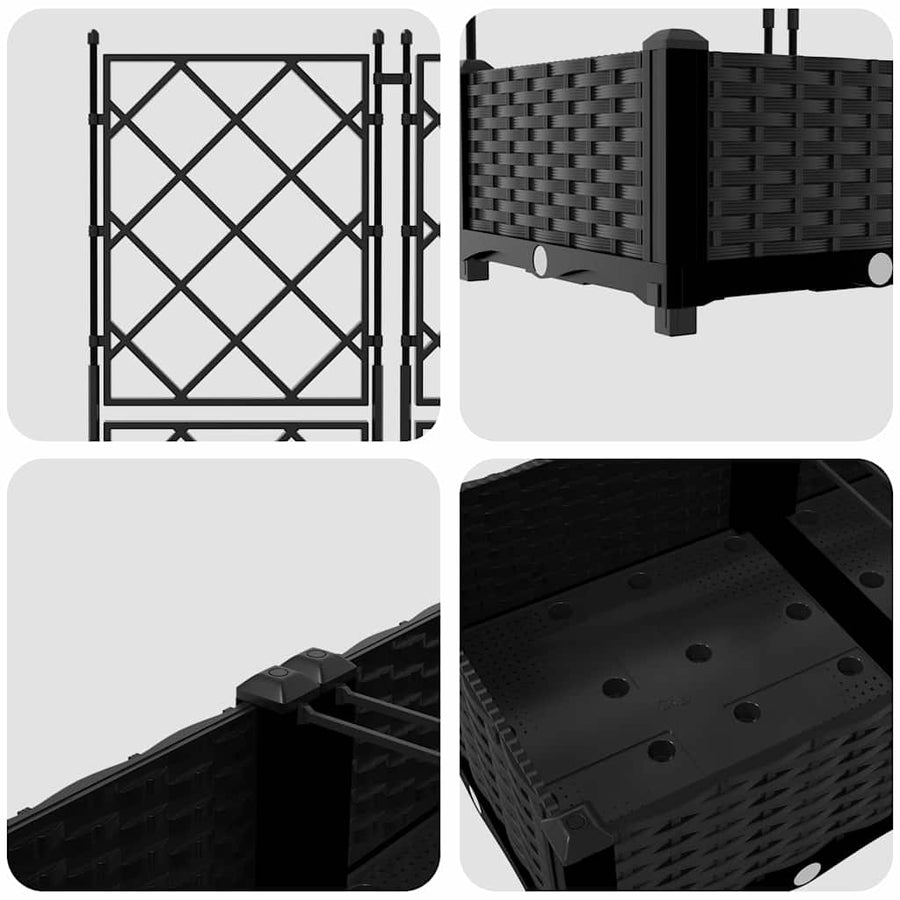 Tuin Bloempot 2 pcs Zwart 80 x 40 x 125,5 cm Staal