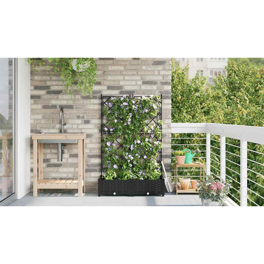 Tuin Bloempot 2 pcs Zwart 80 x 40 x 125,5 cm Staal