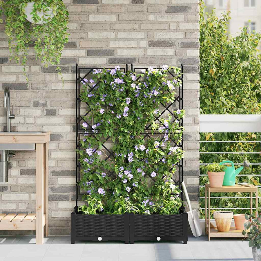 Tuin Bloempot 2 pcs Zwart 80 x 40 x 125,5 cm Staal