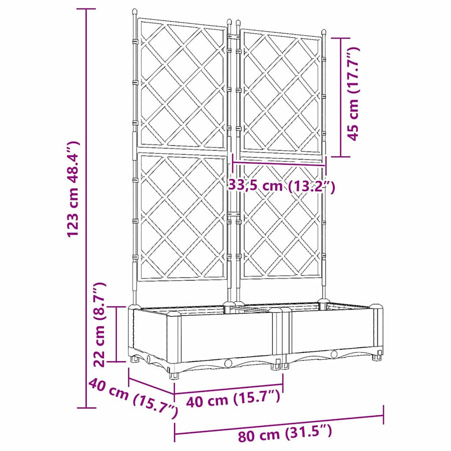 Tuin Bloempot 2 pcs Zwart 80 x 40 x 125,5 cm Staal