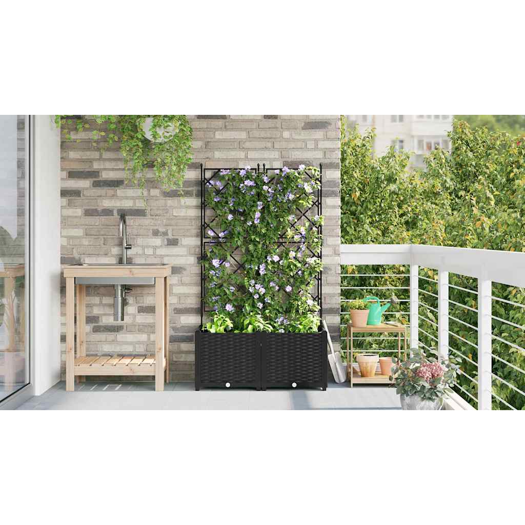 Tuin Bloempot 2 pcs Zwart 80 x 40 x 143 cm Staal