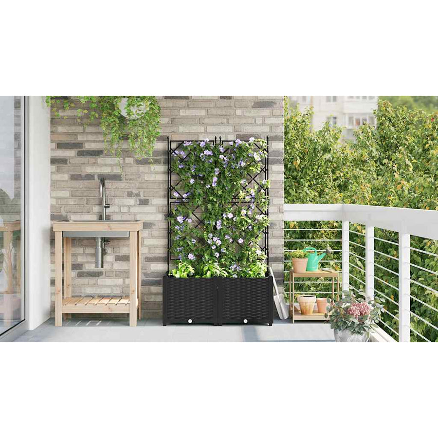 Tuin Bloempot 2 pcs Zwart 80 x 40 x 143 cm Staal