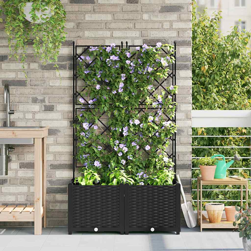 Tuin Bloempot 2 pcs Zwart 80 x 40 x 143 cm Staal