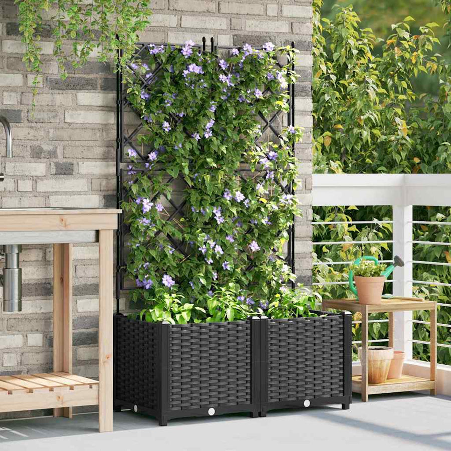 Tuin Bloempot 2 pcs Zwart 80 x 40 x 143 cm Staal