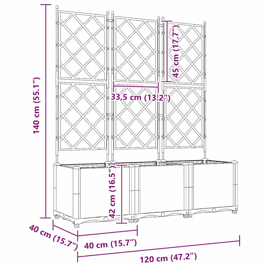 Tuin Bloempot 3 pcs Zwart 120 x 40 x 143 cm Staal