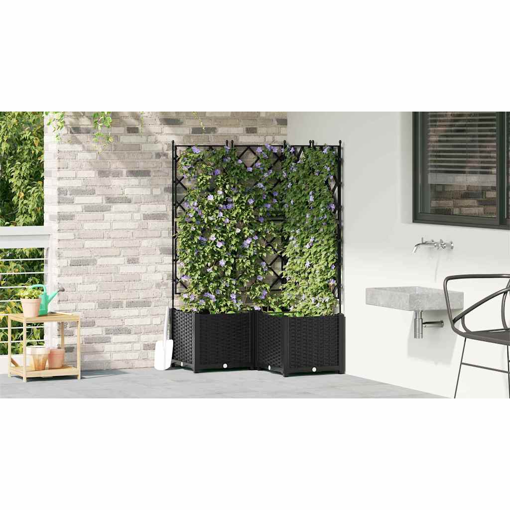 Plantenbak 3 st Zwart 80 x 80 x 143 cm PP