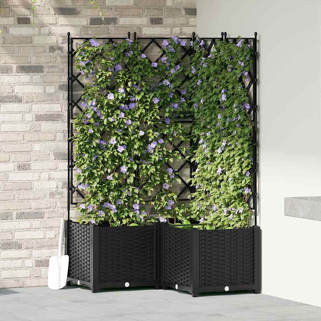 Plantenbak 3 st Zwart 80 x 80 x 143 cm PP