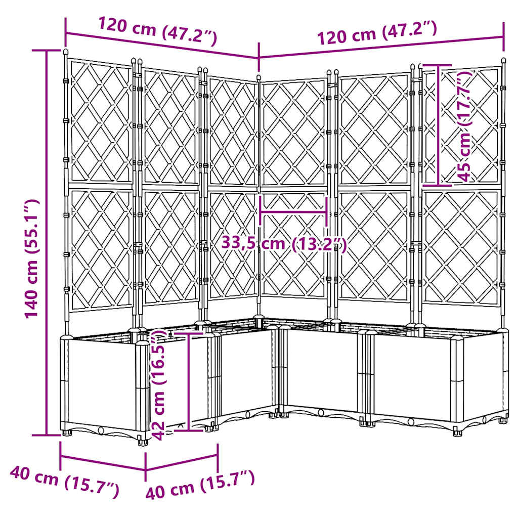 Tuin Bloempot 5 pcs Zwart 120 x 120 x 143 cm Staal
