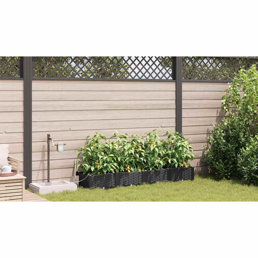 Tuin Bloempot 4 pcs Zwart Staal