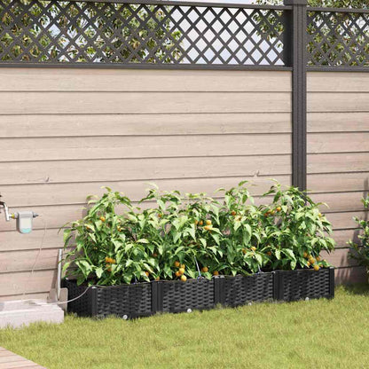 Tuin Bloempot 4 pcs Zwart Staal