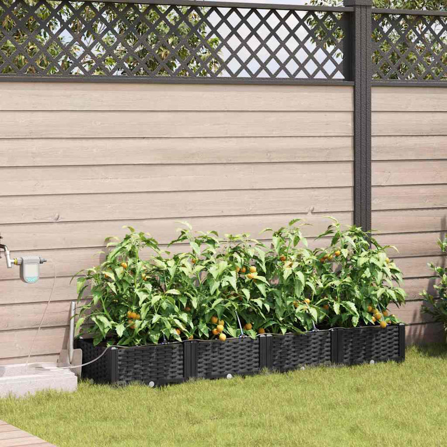 Tuin Bloempot 4 pcs Zwart Staal
