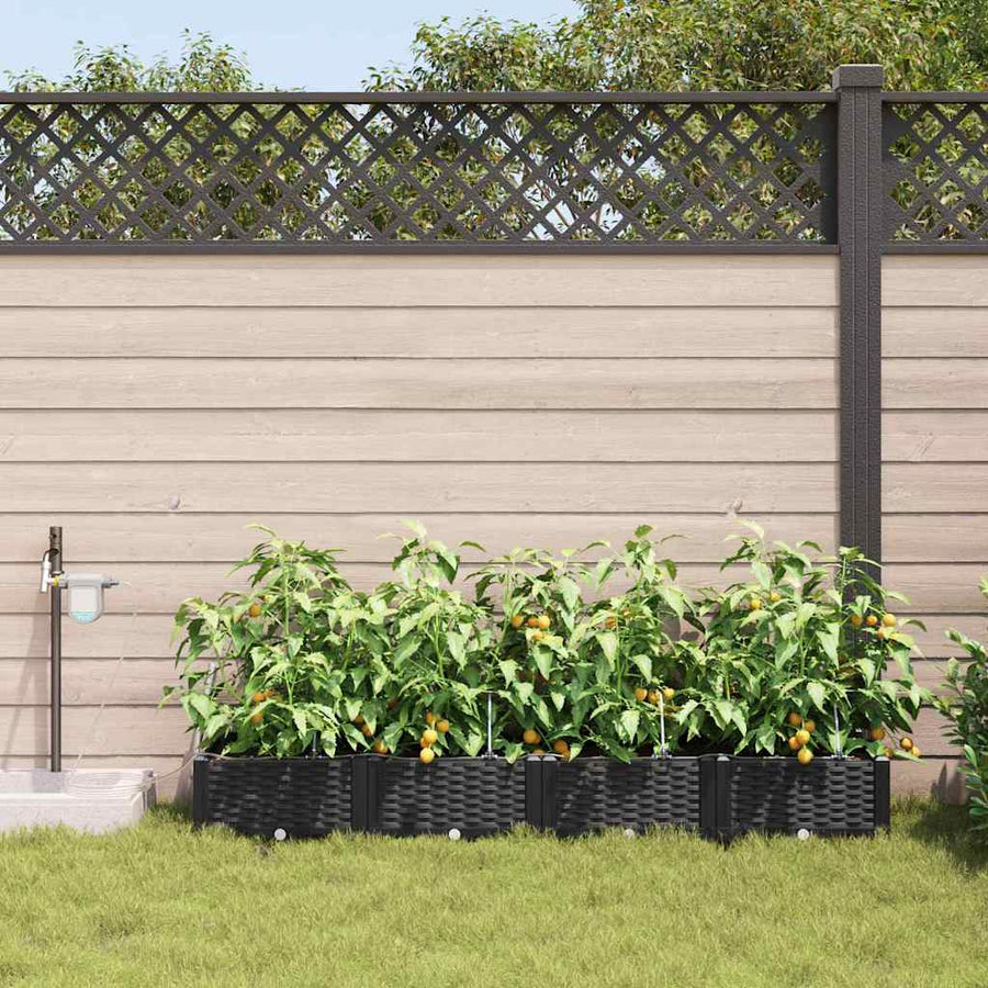 Tuin Bloempot 4 pcs Zwart Staal