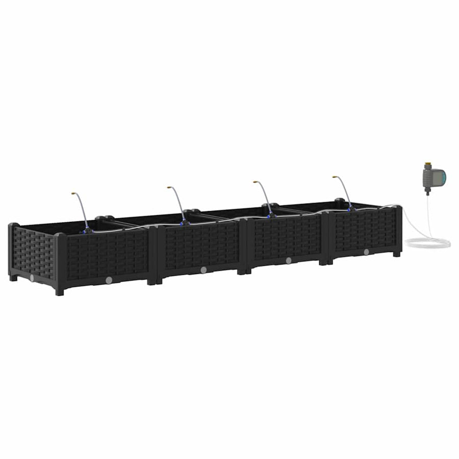 Tuin Bloempot 4 pcs Zwart Staal