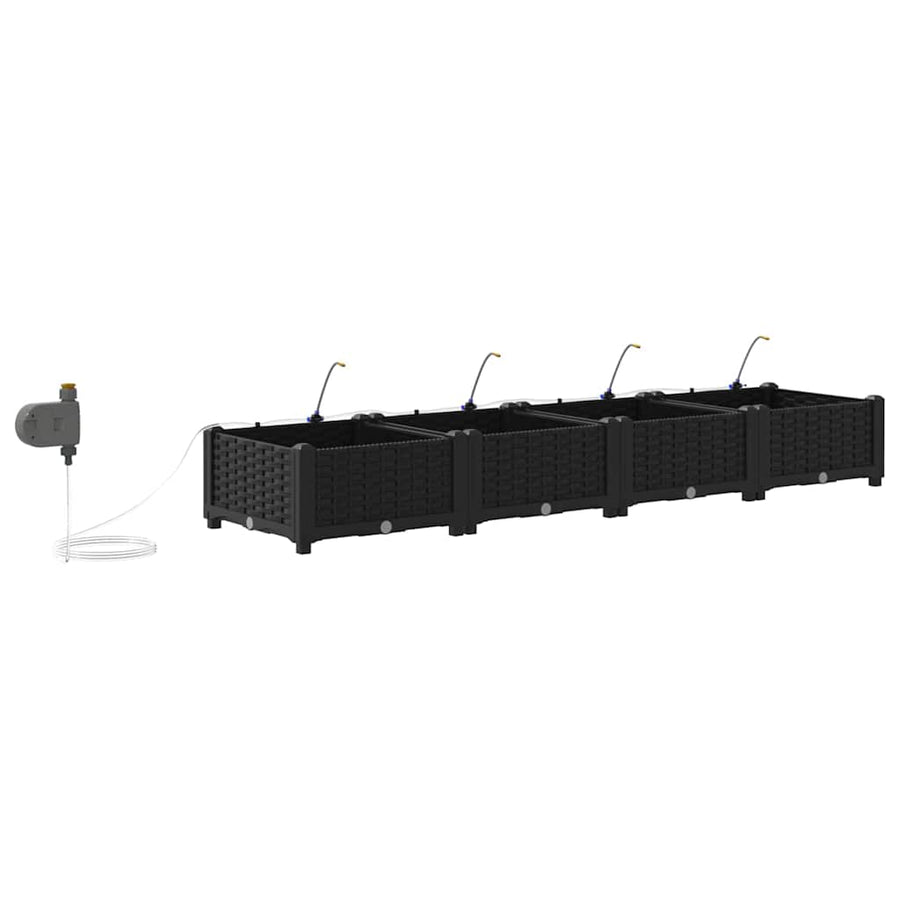Tuin Bloempot 4 pcs Zwart Staal