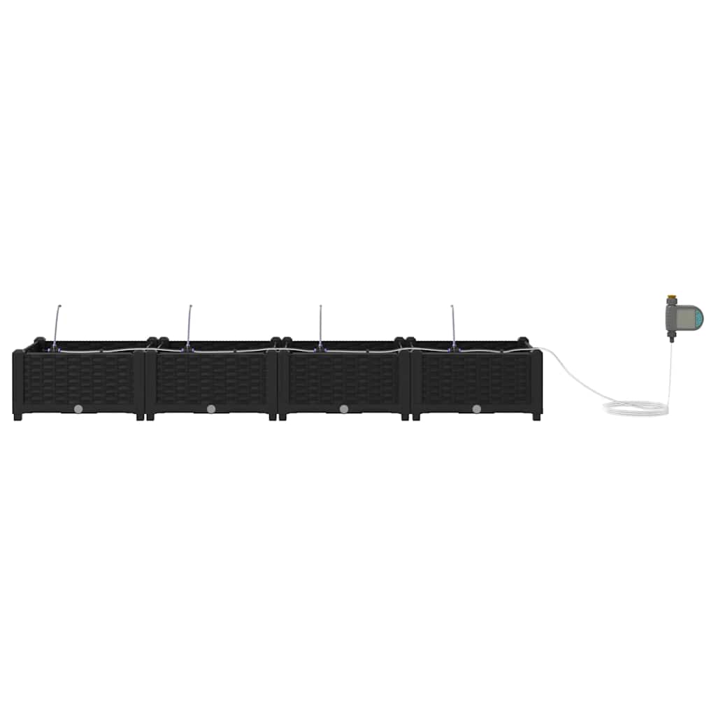 Tuin Bloempot 4 pcs Zwart Staal