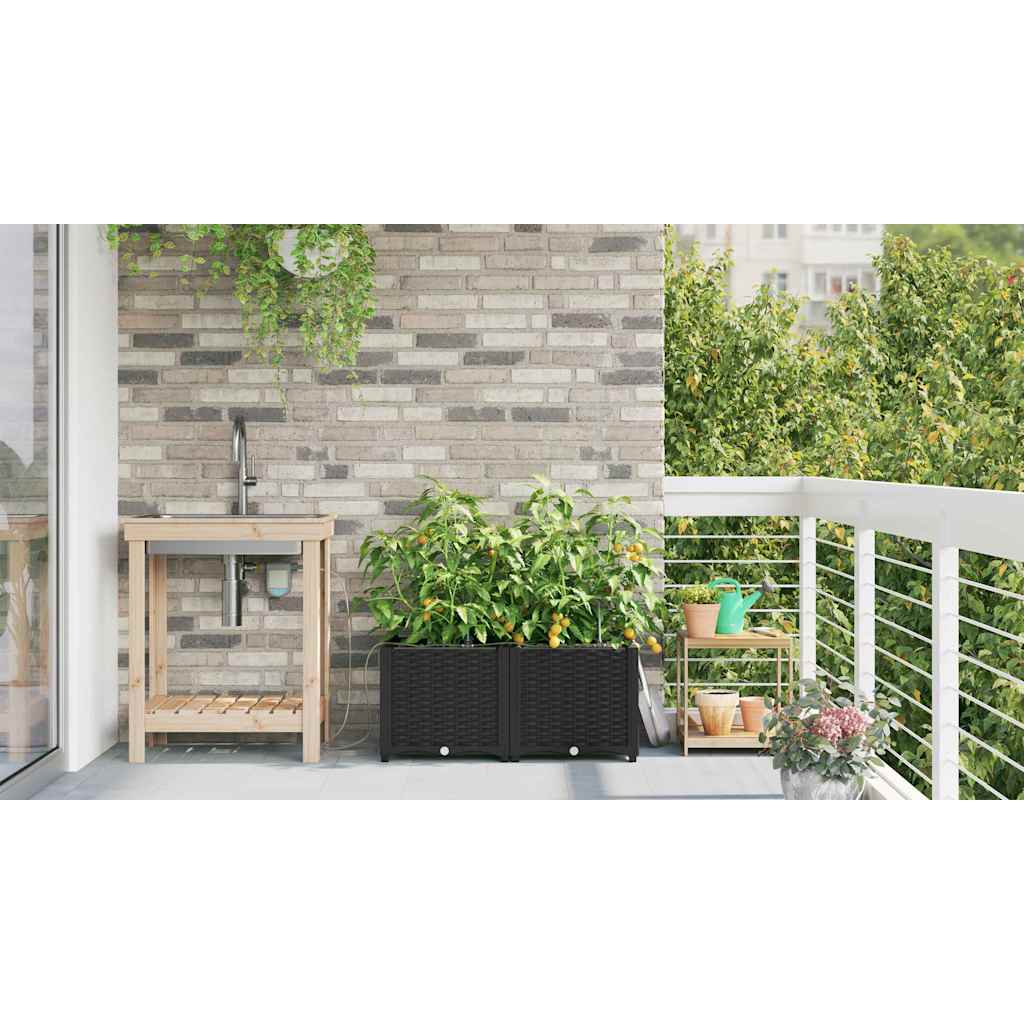 Tuin Bloempot 2 pcs Zwart Staal