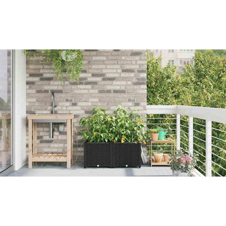 Tuin Bloempot 2 pcs Zwart Staal